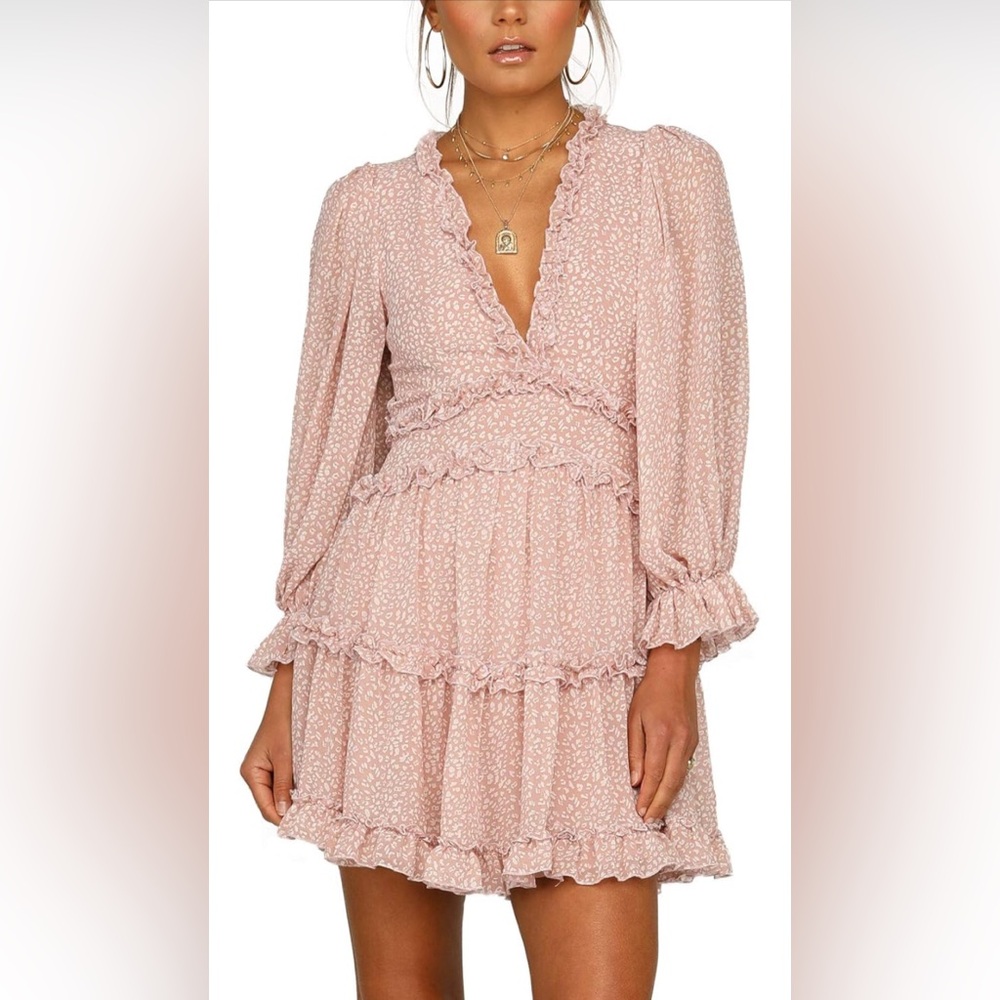 PINK BOHO RUFFLE DRESS - Picture 1 of 5